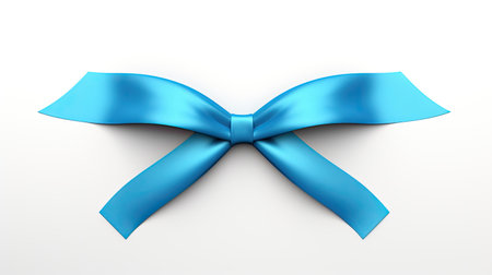 blue ribbon and blue bow on dark background.の素材