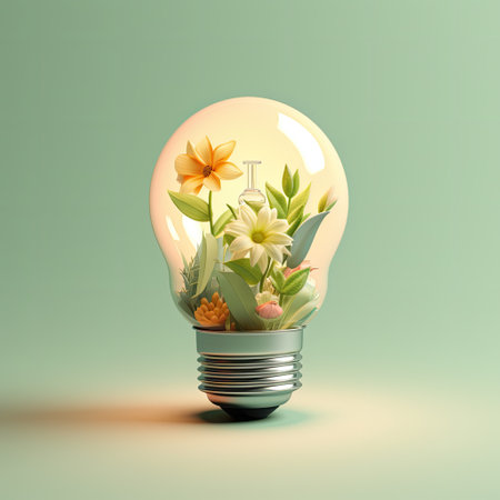eco light bulb with leaf . environmental and eco worldの素材
