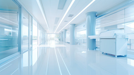 Blurred empty interior of abstract hospital buildingの素材