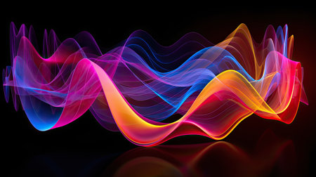 abstract background. Music neon gradient line waveの素材