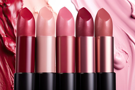 set of beautiful lipsticks , beauty products, ai generatedの素材
