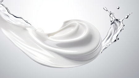 flying white moisturizing cream on white background.の素材