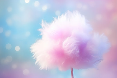 pink cotton candy on blurred holidays backgroundの素材