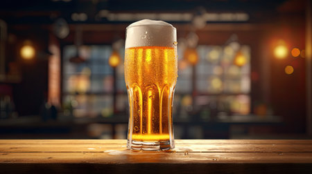 Glass of fresh beer on a dark background. ai generatedの素材