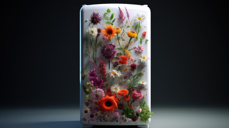 flowers in refrigerator room for flowers, ai generatedの素材