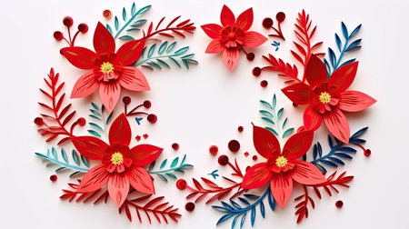 amazing winter Christmas wreath on white background.の素材