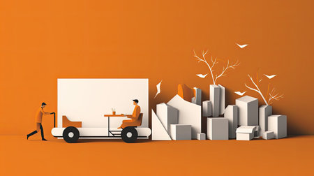 commercial delivery service. moving company, ai generatedの素材
