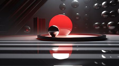 Abstract background with red spheres. geometric shapesの素材