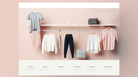 Online store website page with clothes and shoes, ai generatedの素材