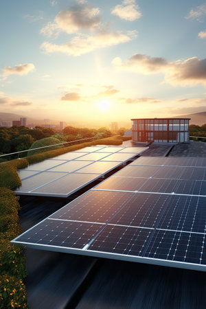 solar panels rooftop system for renewable energyの素材