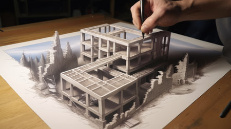 new house construction building process, ai generatedの素材