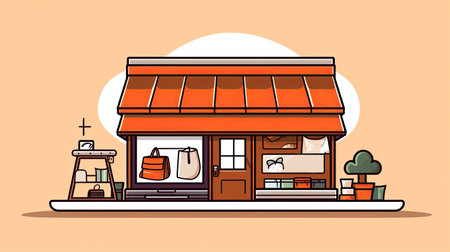 Store building. Online shopping concept. ai generatedの素材