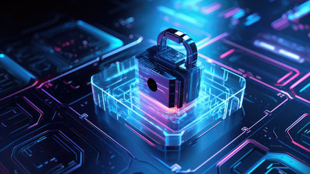 network cyber security, information security and encryption, secure Internet accessの素材