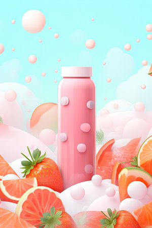 vitamin and dietary supplements, baby products on pastel backgroundの素材