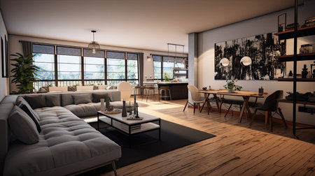modern living room in house, modern interior designの素材