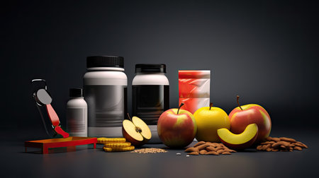 sport nutrition on gym background. mock up bottleの素材