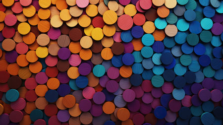rainbow wooden circles background. texture with circlesの素材