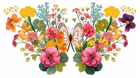 human lungs with pastel flowers, health and disease concept.の素材