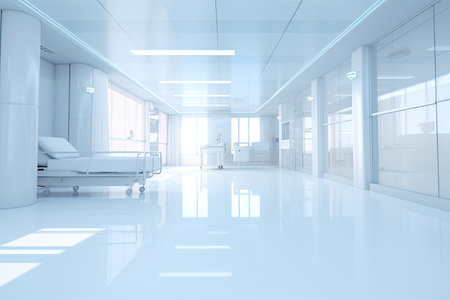 Blurred empty interior of abstract hospital buildingの素材