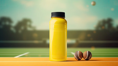 sport nutrition on gym background. mock up bottleの素材