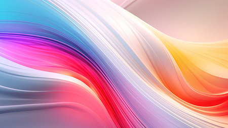 neon rainbow wave on black background, modern abstract design.の素材
