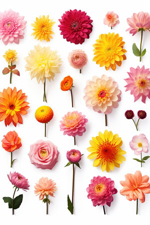 Set of different flowers isolated on white background.の素材