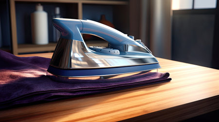steam electric iron on board in laundry room. ai generatedの素材
