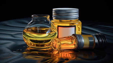 liquid motor oil on dark background, ai generatedの素材