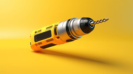 yellow screwdriver for repair on yellow background.の素材
