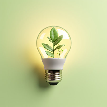 eco light bulb with leaf . environmental and eco worldの素材
