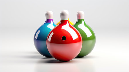 Bowling ball on pastel light blue pink background.の素材
