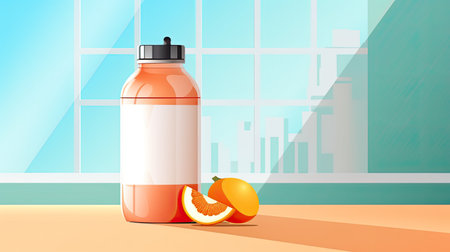 sport nutrition on gym background. mock up bottleの素材