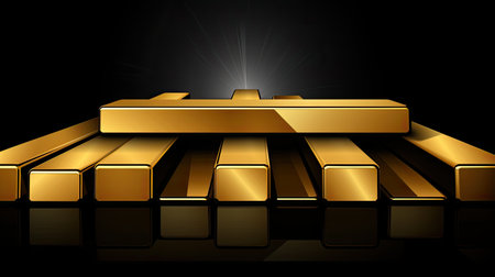 stack of gold bars isolated on a white background.の素材