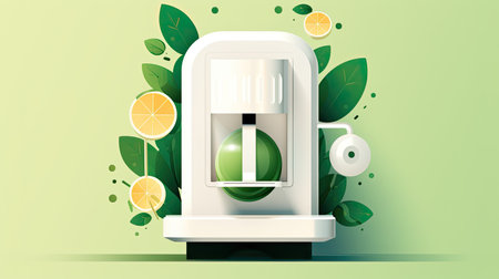 Electric juicer with fresh juice and fruitsの素材