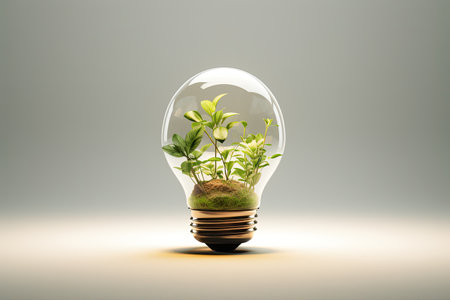 eco light bulb with leaf . environmental and eco worldの素材