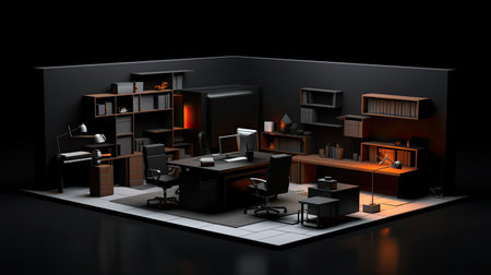 office model with the dark background, ai generatedの素材