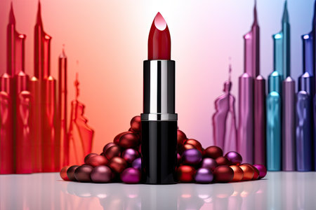 beauty lipstick on colour background, ai generatedの素材