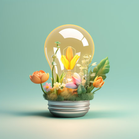 eco light bulb with leaf . environmental and eco worldの素材