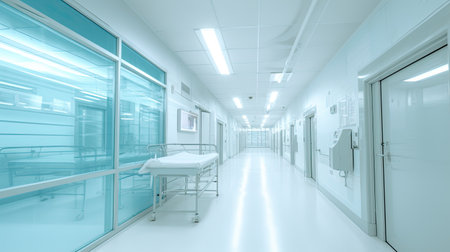 Blurred empty interior of abstract hospital buildingの素材
