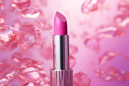 beauty lipstick on pink background, ai generatedの素材