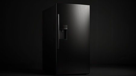 modern fridge isolated on dark background, ai generatedの素材