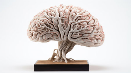 model of human brain on white background.の素材
