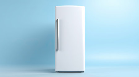modern fridge isolated on light blue background, ai generatedの素材