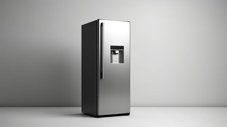 modern fridge isolated on gray background, ai generatedの素材