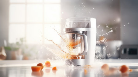 modern electric juicer with fruits on the kitchenの素材