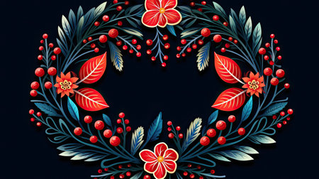 amazing winter Christmas wreath on white background.の素材