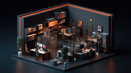 office model with the dark background, ai generatedの素材