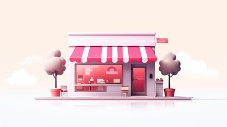 Store building. Online shopping concept. ai generatedの素材