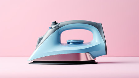 white Steam iron on bright pink background, ai generatedの素材