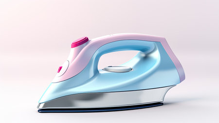 Steam iron on light background, ai generatedの素材